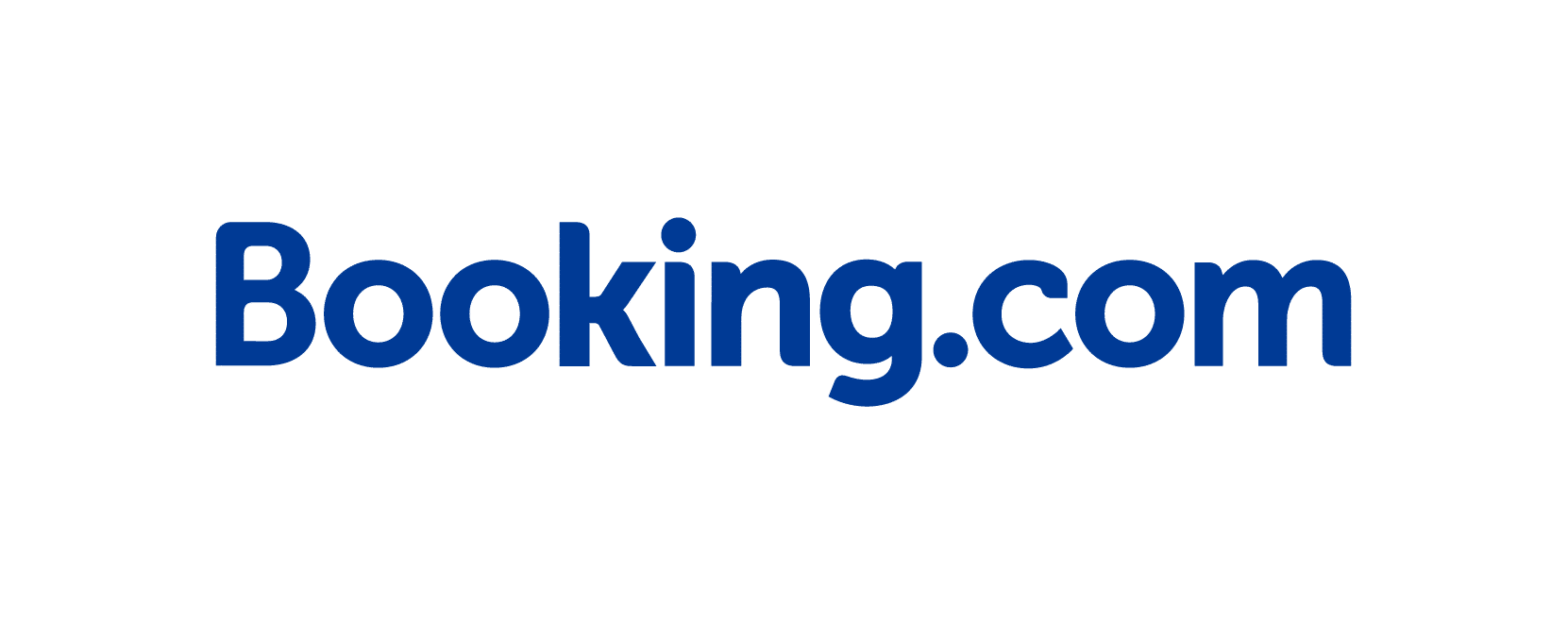 Imazhi përmban logon e Booking.com në tekst blu të errët në një sfond të bardhë, duke simbolizuar partneritetet e tij të pandërprera të bashkëpritjes.