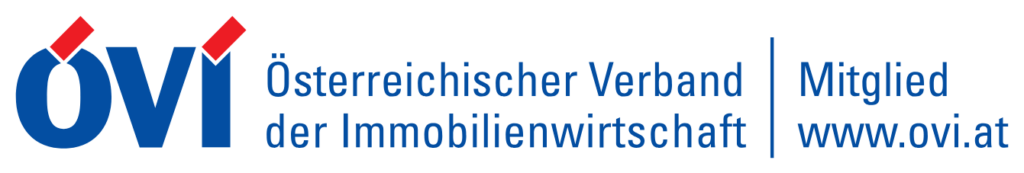 Logo des Österreichischen Verbands der Immobilienwirtschaft mit blauen und roten Elementen.